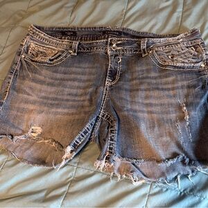 Vigoss Women's Distressed Denim Shorts - Blue